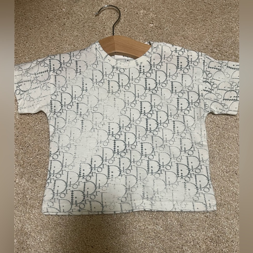 Dior Kids White and Blue Logo T-Shirt